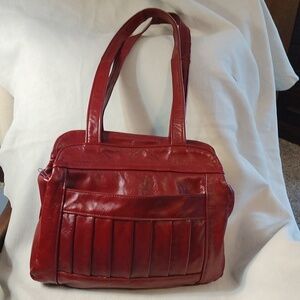 Burgundy genuine leather handbag straps 30" Mexico NWOT 15 x 20"